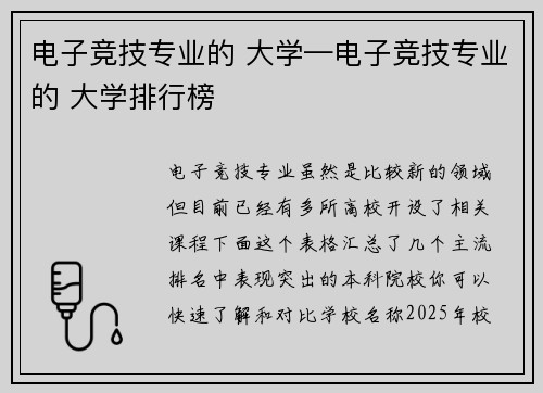电子竞技专业的 大学—电子竞技专业的 大学排行榜